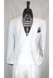  JSM-4903 Mens Peak Lapel 2 Button White Multi Stripe