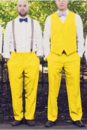  mens Suit Vest Yellow