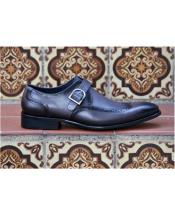  mens Black Slip-On Wingtip Design Carrucci