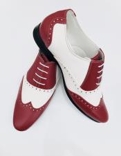  Mens Burgundy Two Toned Wing Tip