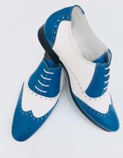  Mens Sky Blue Leather Wing Tip