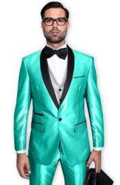  Turquoise Tuxedo Shawl Collar Jacket &