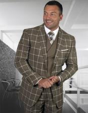  Mens Plaid Suit Classic Fit Suit