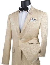  Mens Beige Paisley Slim Fit Prom