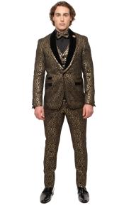  Mens Gold Shawl Lapel Single Breasted