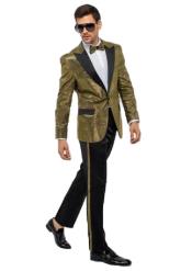  Mens Gold Besom Pockets Peak Lapel