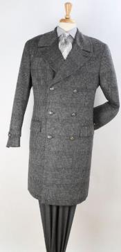  Mens Plaid 100% Wool Overcoat -