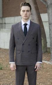  Houndstooth Suit Navy Blue and Tan