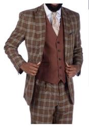  Mens Steve Harvey Suits Brown Plaid