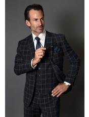  Black Plaid Suit - Black Windowpane