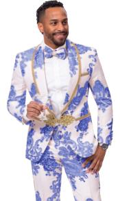  White and Dark Blue Tuxedo -