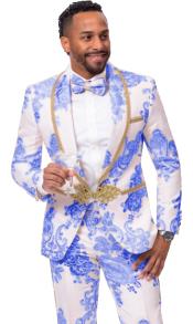  White and Royal Blue Tuxedo -