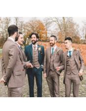  Groomsmen Tweed Suit - Brown and