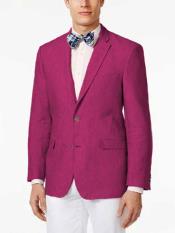  Mens Linen Blazer - Light Burgundy